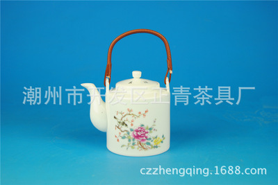 牡丹花鳥提梁陶瓷茶壺 經(jīng)典工藝與實用美學的完美結合